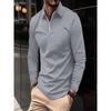 Polo de Otoño con Cremallera para Hombre de Color Sólido de Manga Larga Polos Casuales Deportivos Camisetas para Hombre