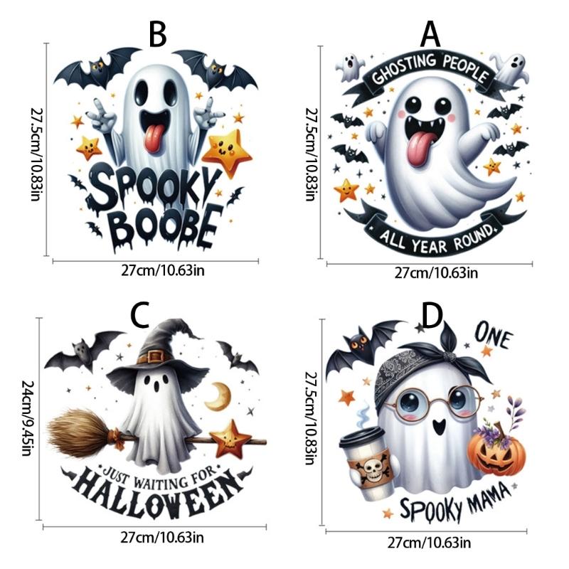 Halloween Ghosty Pumpkin Toilet Cover Stickers Waterproof Pumpkin Ghosty Toilet Lid Decals Halloween Bathroom Decors