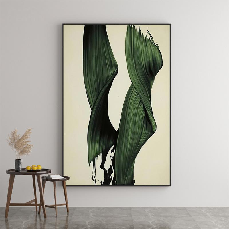 Abstract Green Ribbon Oil Painting Print on Canvas Minimalist Dark Green Posters and Prints Wall Art for Living Room Home Decor