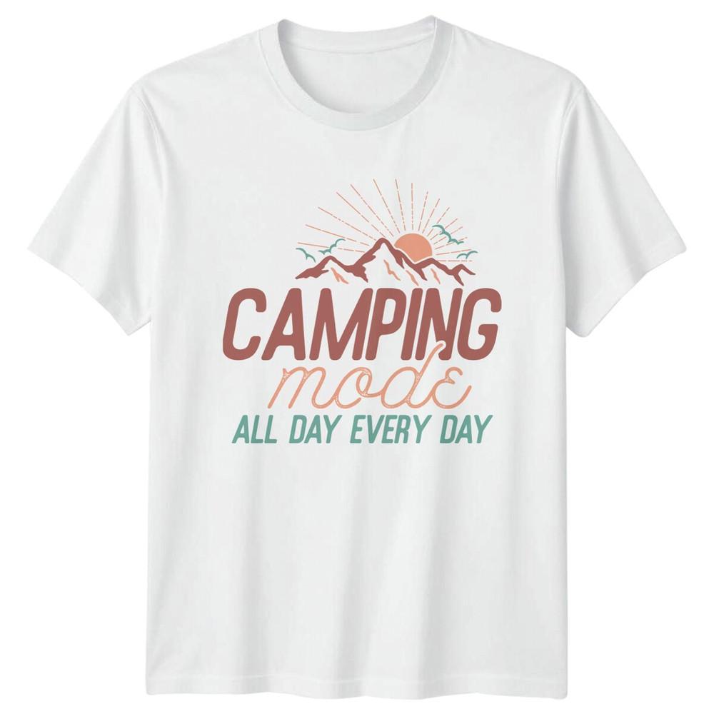 Camping Mode All Day Every Day Mountain Graphic Travel TShirt S