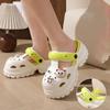 Unisex Summer Large Size Thick Bottom Cartoon Bear Indoor Hole Beach Sandals Women Men Casual Sponge Cake Anti Slip Slippers For Couples 36-41