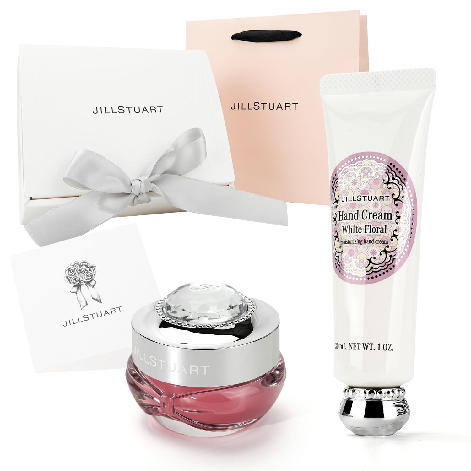 [Domestic Authentic Product - Message Card Included] JILL STUART Lip Mask (Luscious Berry) & Hand Cream (White Floral) Set - Hand Care, Lip Care, Cosm