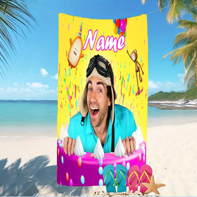 Customizable personalized beach towels Danny Go themed designs.Suitable for the beach, yoga, sports;ideal as beach accessories