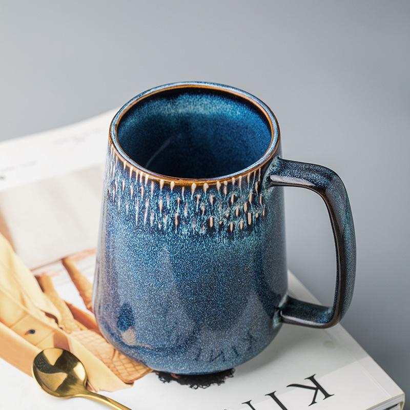 Export Starry Large Ceramic Water Cup Large Capacity Household Gift Retro Coffee Cup
