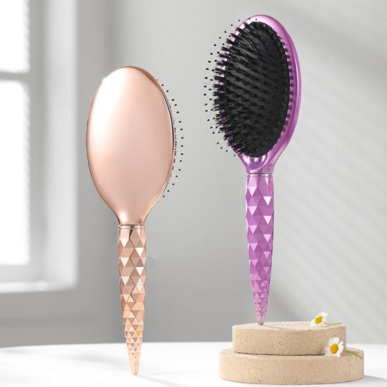 Boar Bristles Hair Brush with Ergonomic Handle Anti-static Scalp Massage Air Cushion Comb Men Women Portable Hair Styling Detangling Brush