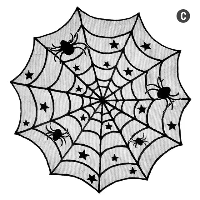 Halloween Decoration Lace Spider Web Skull Tablecloth Black Fireplace Shawl Scarf Spider Web Fireplace Curtains Decoration Cloth