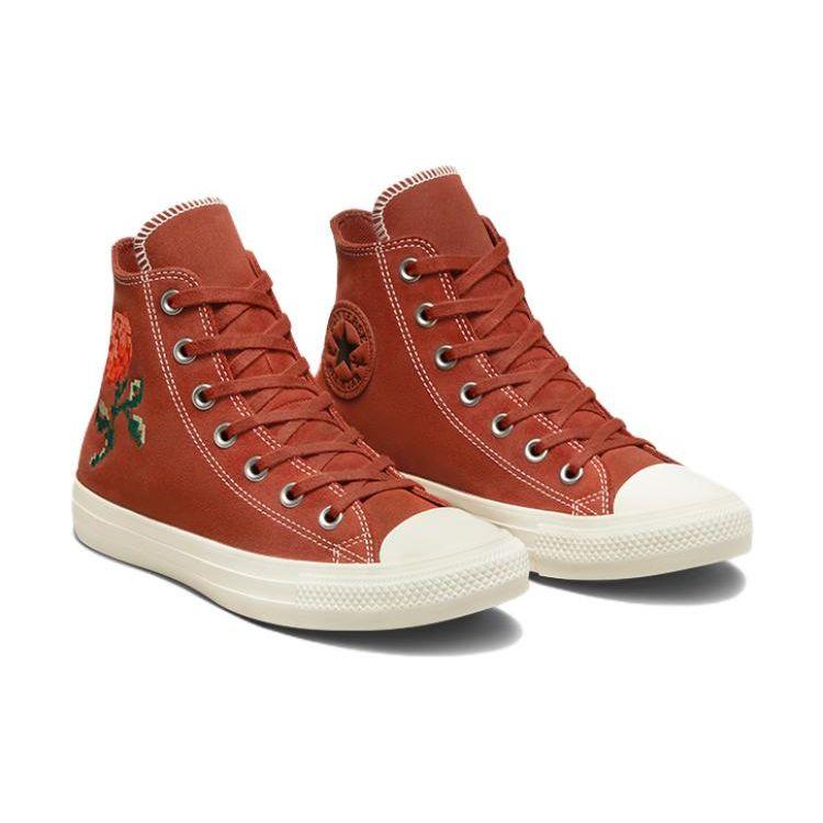 Converse Chuck Taylor All Star High Embroidered Roses Women Sneakers Orange Rugged-Orange Egret A04297C