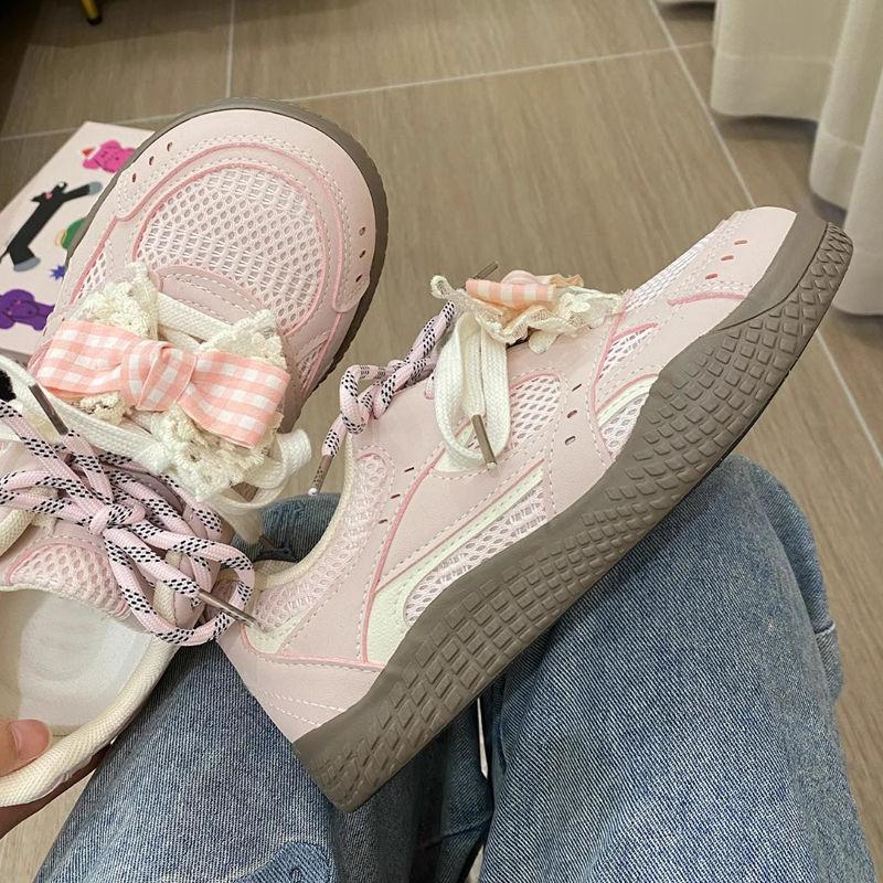 

Пустынный ветер всплеск изменение ниша оригинальный бант сетка дышащие кроссовки женские 2025 новый летний универсальный кеды 40