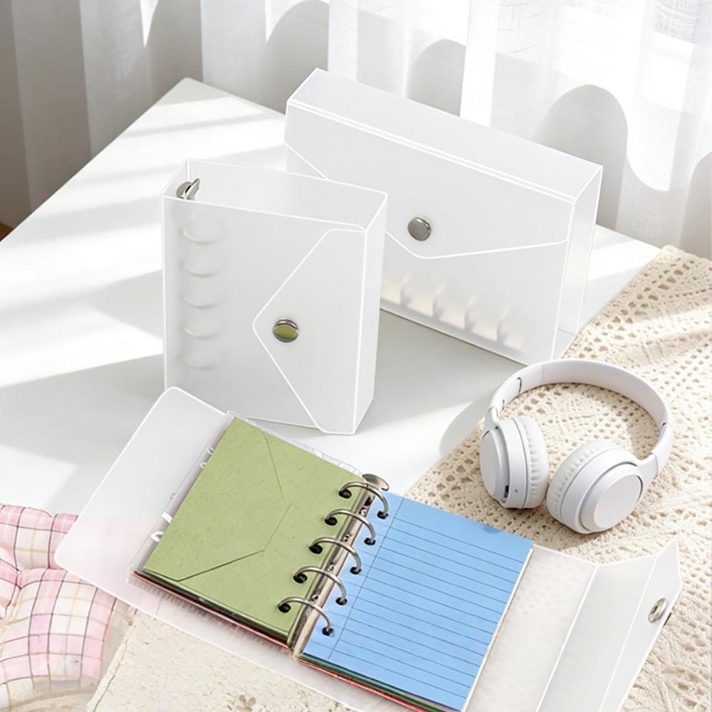 1pc Semi-transparent M5 A7 Loose-leaf Notebook Ring Binder Cover with Envelope Clip Notebook Organizer Portable Large Capacity