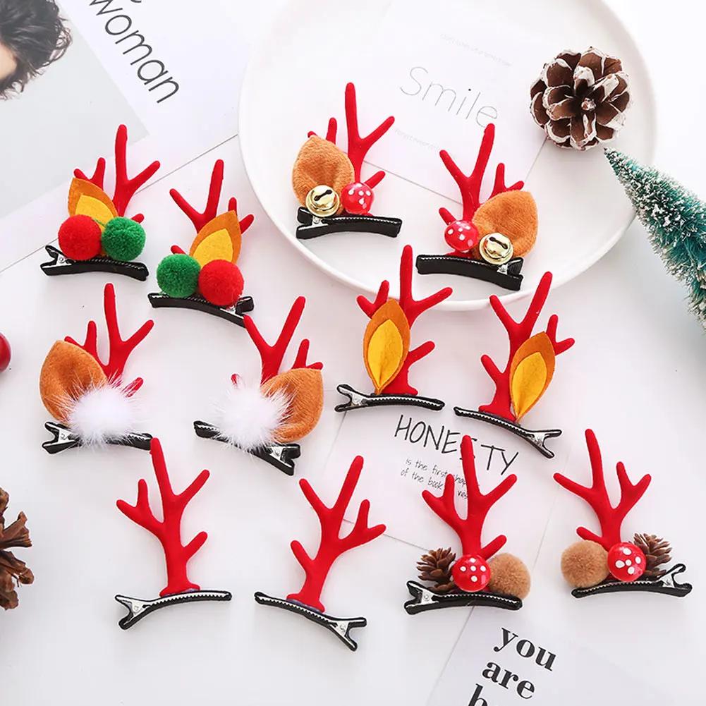Christmas Decorative Deer Antler Hair Clip Party Costume Accessory Halloween Adult Hair Card Adorable Girl Heart Festival Gift