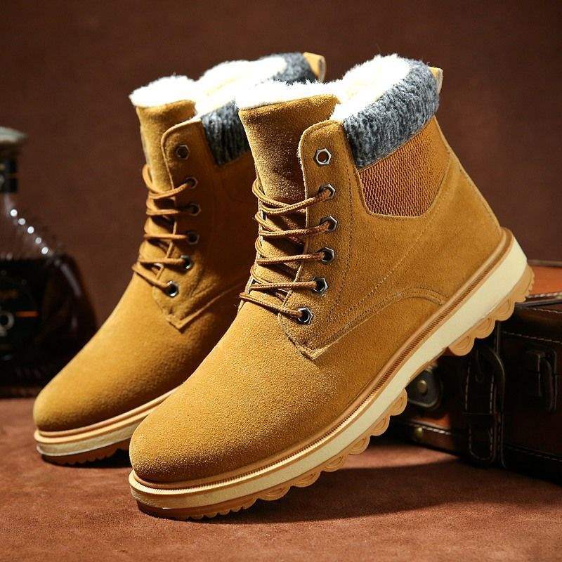 Men's Snow Boots Winter Warm Youth Martin Boots Versatile Non-slip High-top Thickened Velvet Cotton Shoes Short Boots Shoes