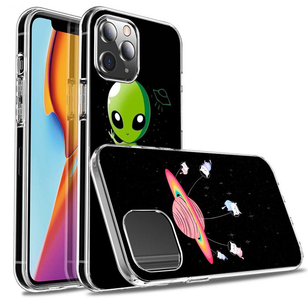 UFO Alien Cat universe Phone Case For Iphone 16 15+ Pro Max 17 Air Capa 14 Plus 16E 13 Pro 12 Mini 11 Cover