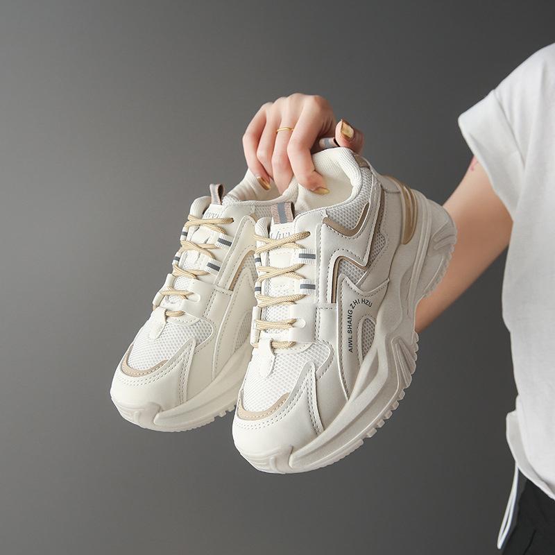 Fashion 2025 Spring New Women's Shoes All Math Platform Sneakers Height Increase 6CM Thick Bottom Casual Shoes Sports Shoes Mesh Tennis