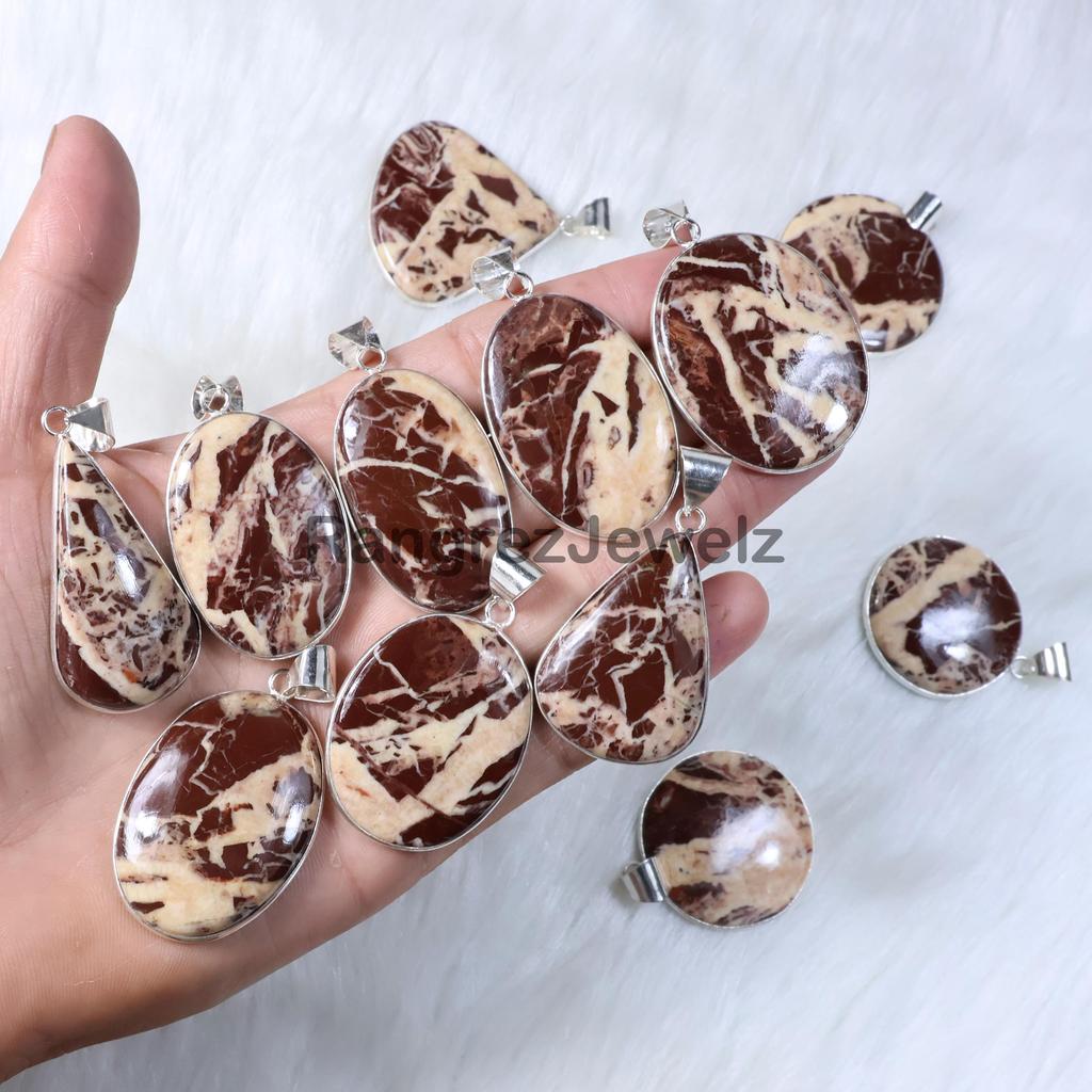 Coconut Jasper Gemstone Pendant 925 Sterling Silver Pendant Necklace Making For Silver Jewelry Healing Crystal Necklace Loose Gemstone Jewelry