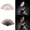 Golden Floral Folding Hand Fan Vintage Cloth Fabric Fans Chinese Foldable Hand Fan for Wedding Festival,Dances,Party