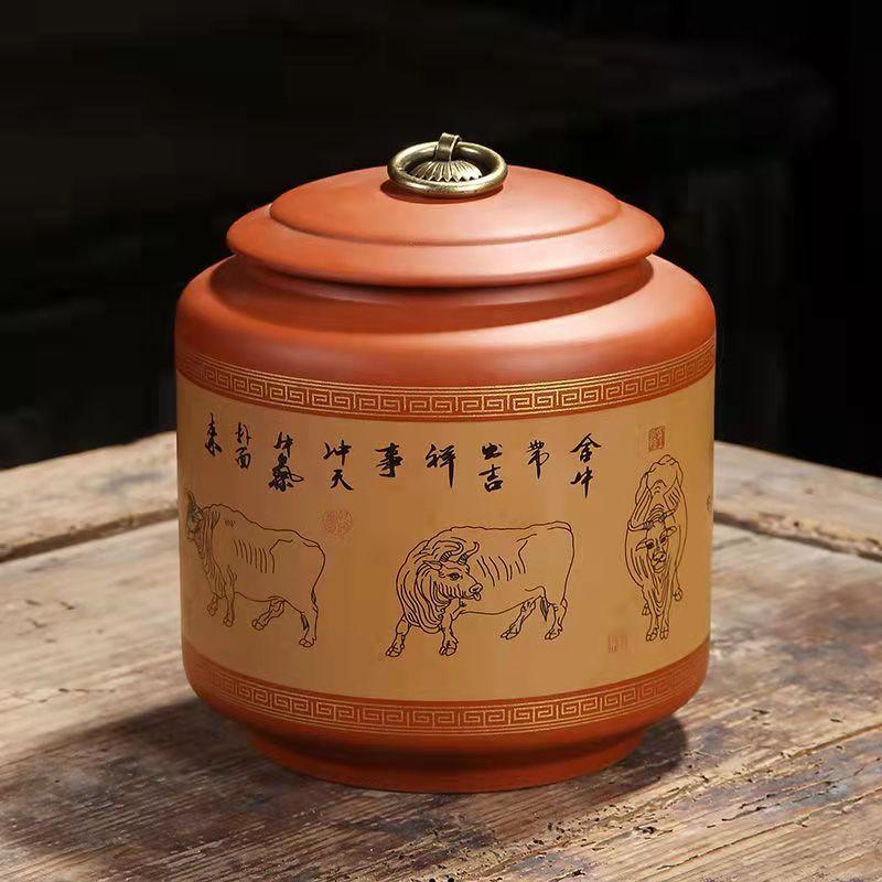 Medium Ceramic Sealed Jar Moisture Resistant Household Purple Clay Tea Can Gift Tea Box Tea Packaging Jars Ceramic Jar Teaset