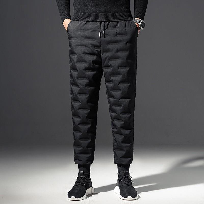 Men's Winter High-Waist Slimming Down Pants - Thick, Warm, and Slim Fit with Small Leg Design (2022).