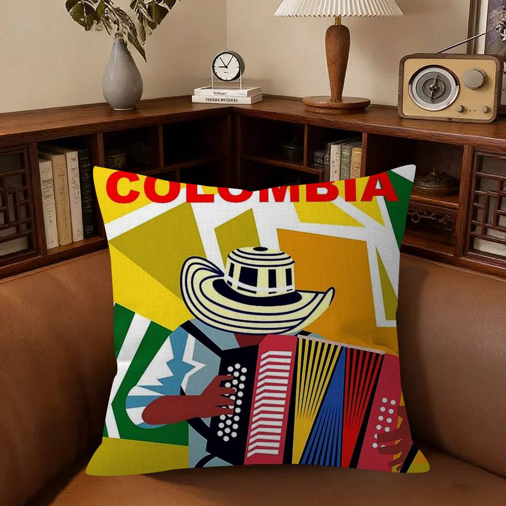 Vintage Landscape Colombia Pillowcase Toon Gift Cushion Cover Bedroom Home Sofa Chair Seat Decor Pillow Case