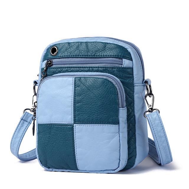 

2024 летняя новая модная женская сумка через плечо из мягкой кожи сумка через плечо небольшого размера сумка-мессенджер с двойной молнией Bolso Mujer зелёный/светло-синий