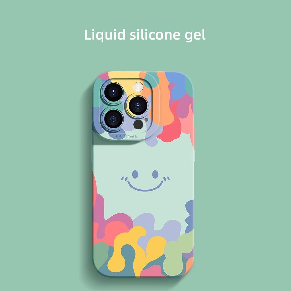 Kolorowa uśmiechnięta twarz odpowiednia dla Apple 15/14/13 minimalistyczne etui na iPhone 12pro odporne na upadki 7/8P