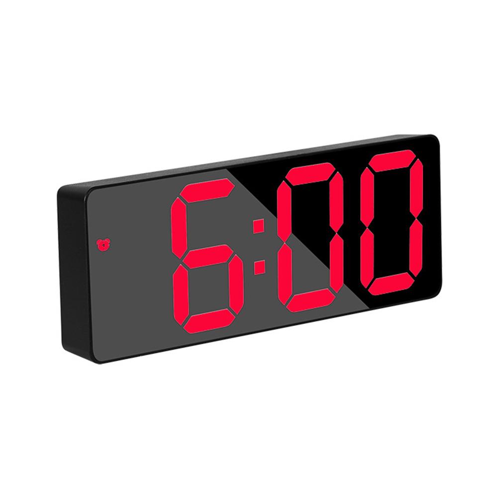 Table Digital Alarm Clock for Bedroom,Mirror Surface LED Electronic Clocks,Adjustable Brightness, Snooze Model,Voice Control