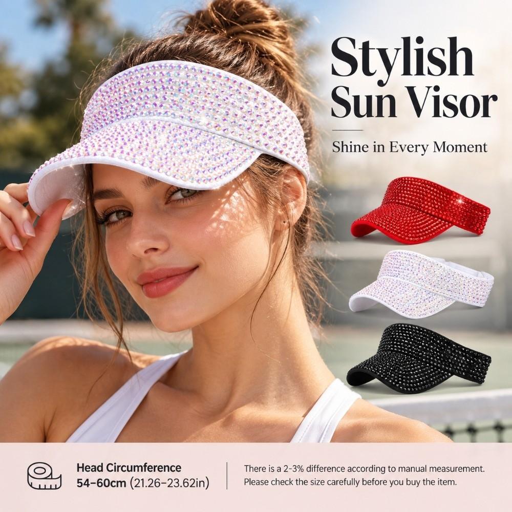 Rhinestone Decor Rhinestone Sun Visor Hat Shiny Top Hat Visor Bling Baseball Cap City Walking