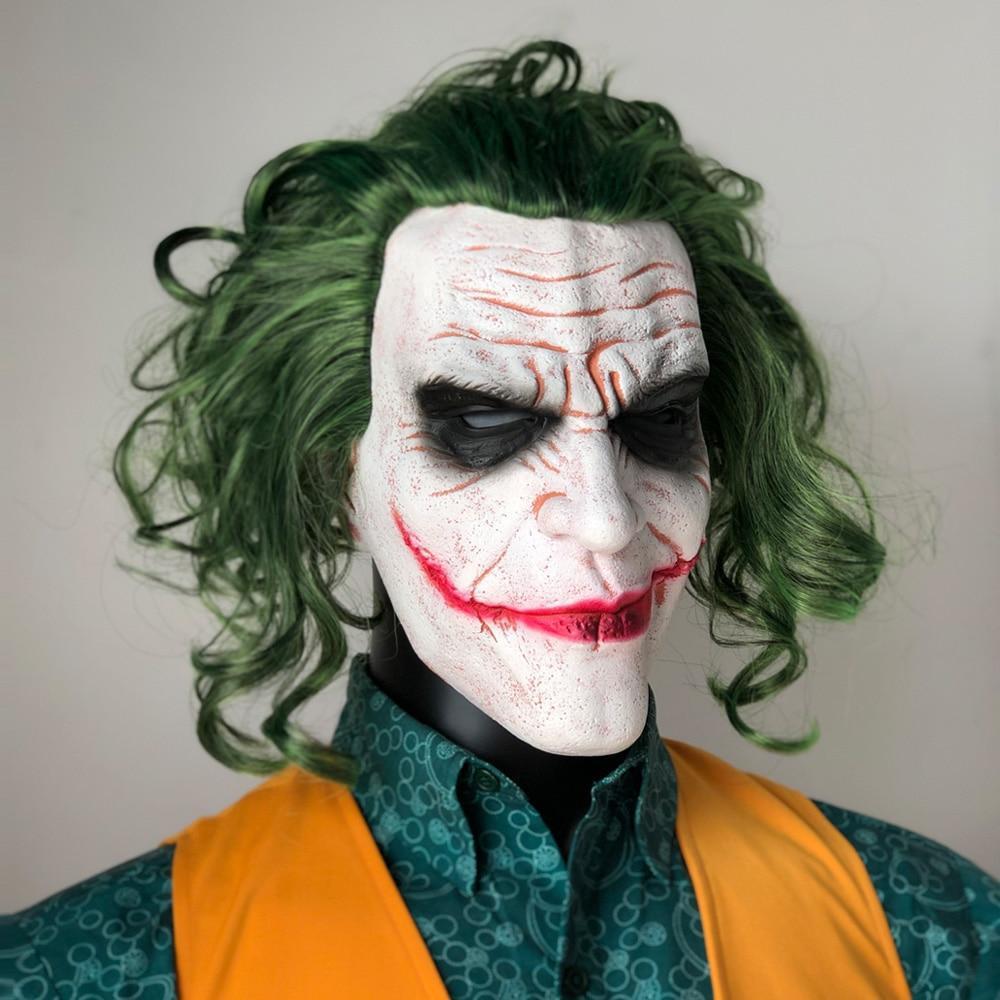 Dark Knight Batman Joker Latex Mask Wig Halloween Horror Prop