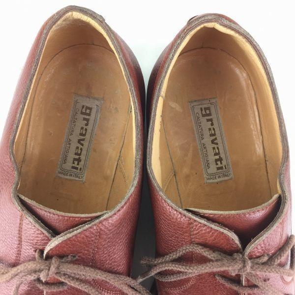 80s-90s Vintage gravati Made in Italy Plain Toe Business Shoes Brown size 7 25.0-25.5 Men's(USED)