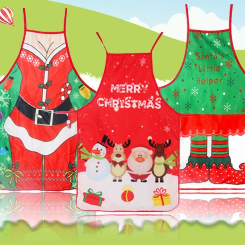 Weihnachtsdeko-Schürze, Stoff, Farbdruck, Deko-Requisiten, Taille, Cartoon, Weihnachtskostüm