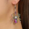 Gotische Vintage Bunte Kristall Spinnen Hängeohrringe für Damen Elegantes Halloween Schmuckaccessoire