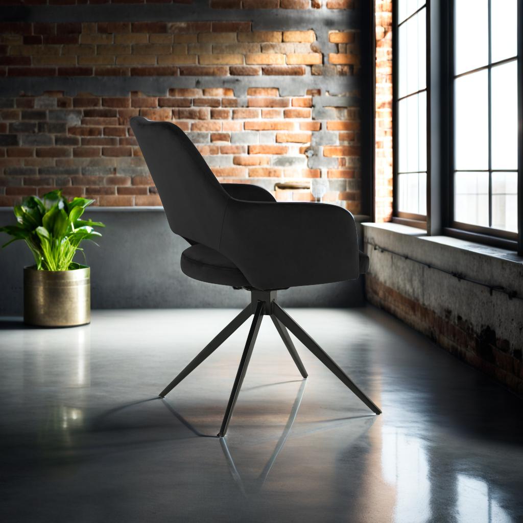 LAPO Swivel Chair Upholstered In Gray Fabric