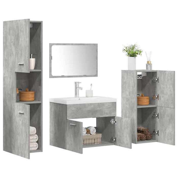 VidaXL Ensemble de meubles de salle de bain 5 pcs gris béton, armoire de salle de bain, placard de salle de bain, meuble de 3324896