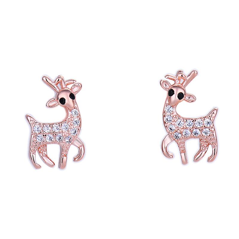 925 Silver Reindeer Antler Stud Earrings - Cute Korean Mori Style