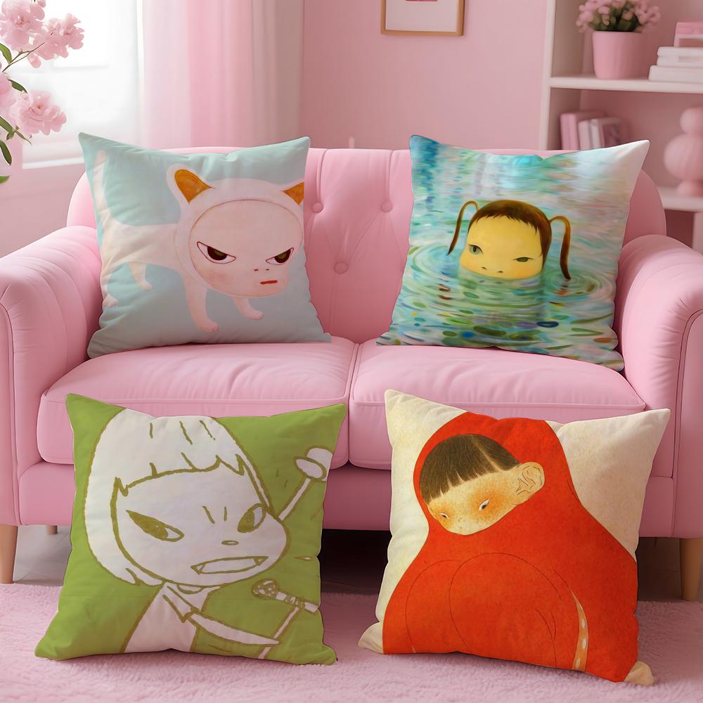 artist cute YYoshitomo NNara Cushion Cover Pillow Case Soft Friendly Fabric  Concealed Zipper