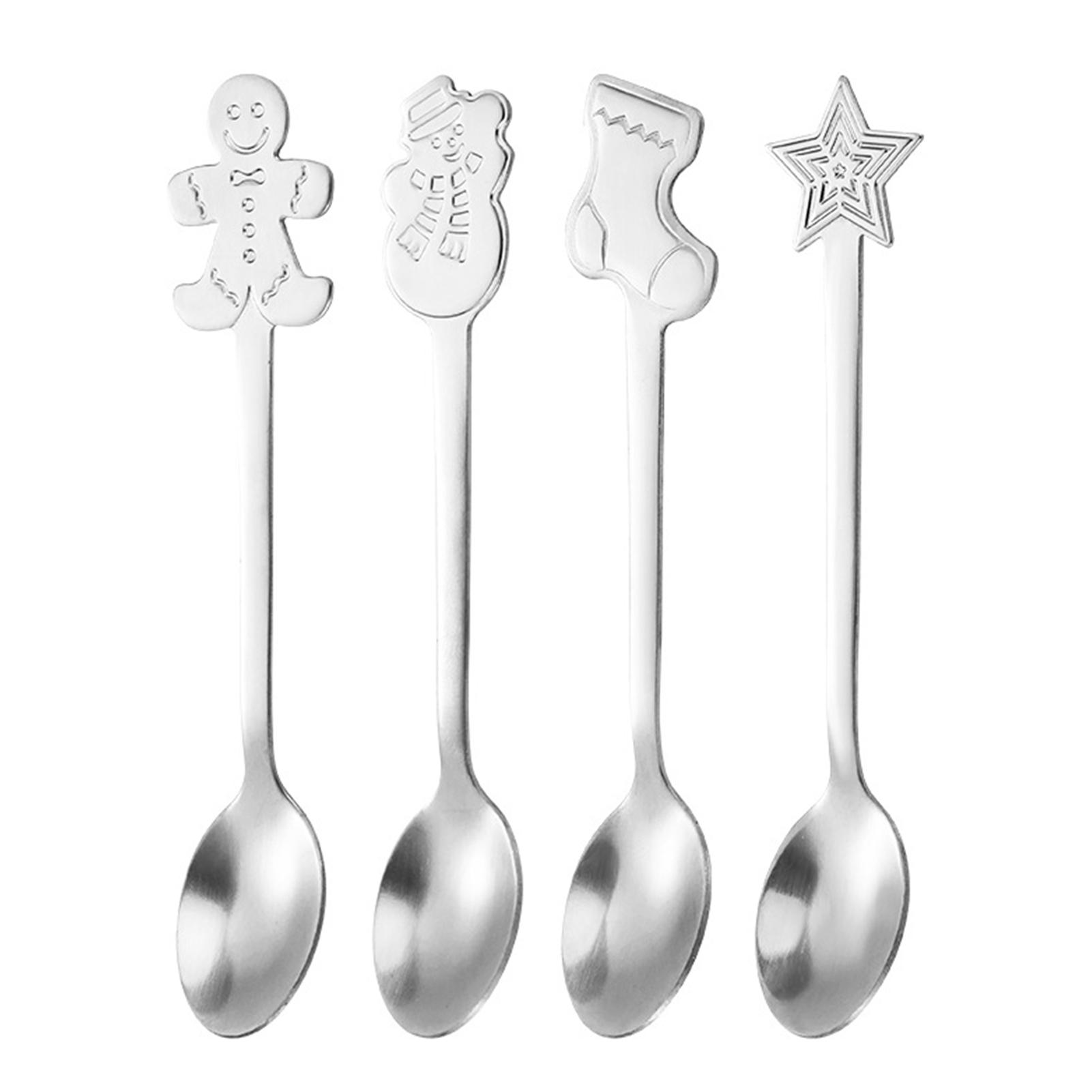

Christmas Stainless Steel Spoon,Gift Set,Food Grade Reusable,Present For Friends,For Home Kitchen,Xmas Cutlery Dessert Spoon серебряный