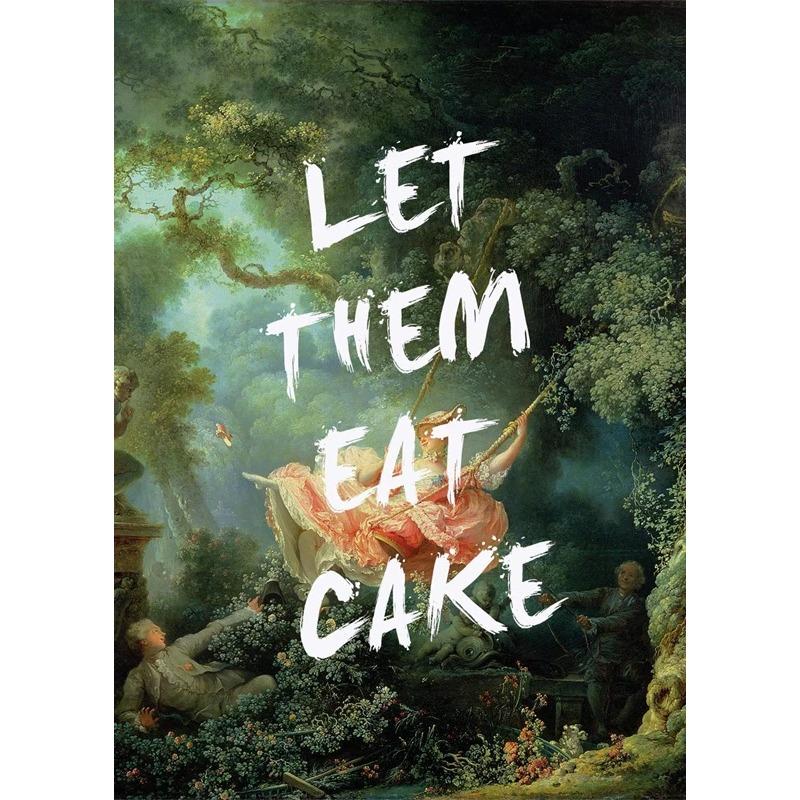 Vintage Funny Art Poster Marie Antoinette Print Let Them Eat Cake Quote Pink Wall Art Canvas Painting Home Room Decoration 21X30CMNo Framed