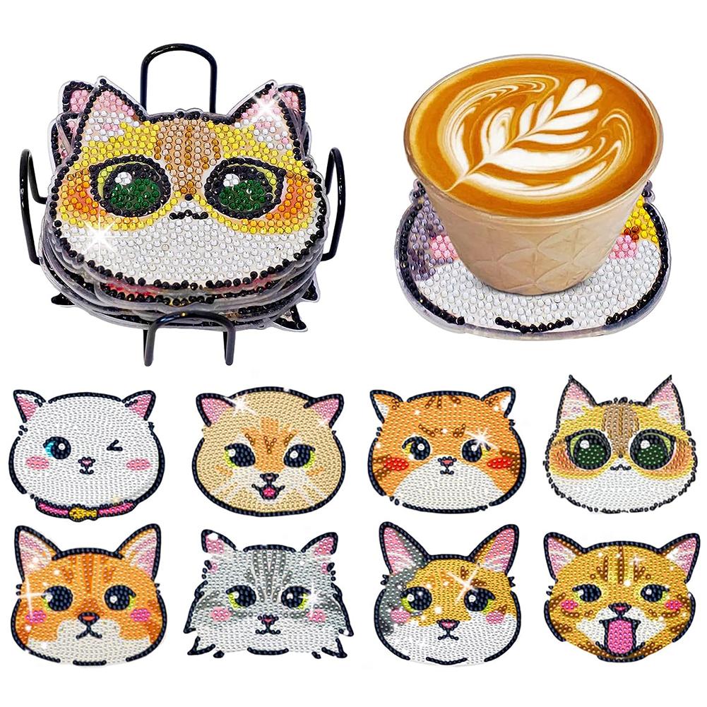 8 Pcs Dinosaur Acrylic Diamond Painting DIY Coaster Indian Woman with Holder Skull Diamond Painting Art Coaster Kit for Beginner