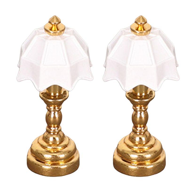 

AEE2-Mini Table Lamp Retro Crafts Cute Decoration Home Desktop Ornaments Miniature Doll House Scene Model белый