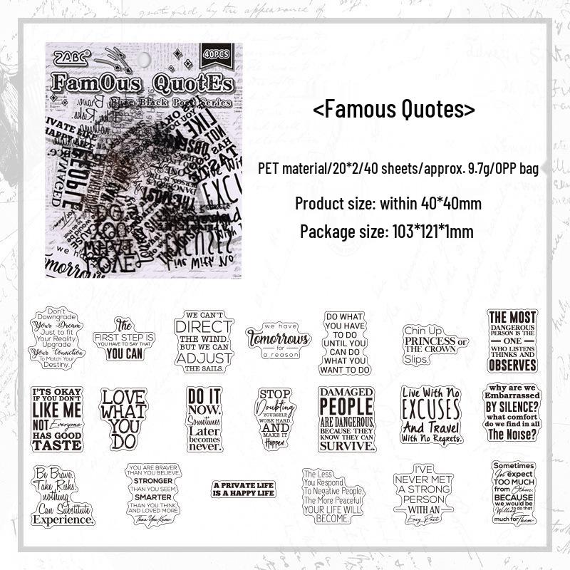 Black Poet Retro Instagram-Style PET Stickers: Waterproof Journaling & Collage Decor