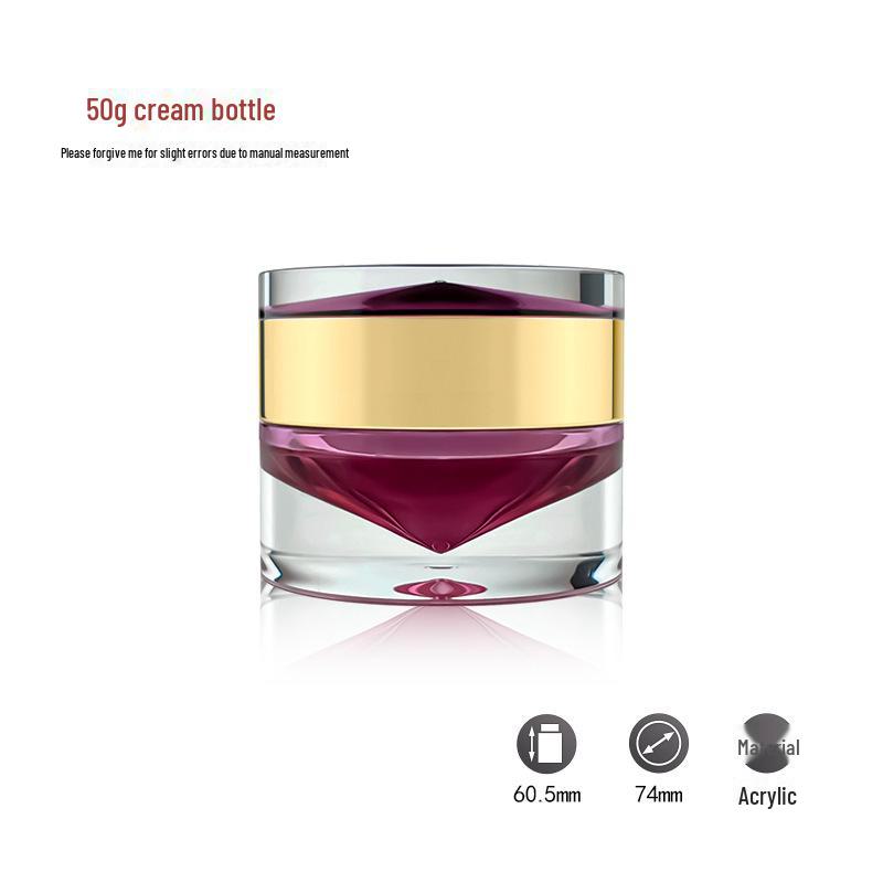 Purple Diamond Rose Kollektion: Hochwertiges, halbtransparentes Hautpflegeset aus violettem Acryl mit Creme-, Lotion- und Essenzflaschen