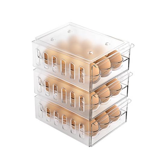 Boîte de Rangement pour Œufs Grande Capacité 36 Œufs Conception à Tiroir à Deux Niveaux Organisateur Transparent pour Réfrigérateur