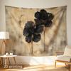 2D Flat - 1pc 2D Printed Tapestry, Large/Small Size, Two Black Flowers on Textured Background, Aesthetic Wall Decor, Home Decor, Non-Luminous, Suitabl