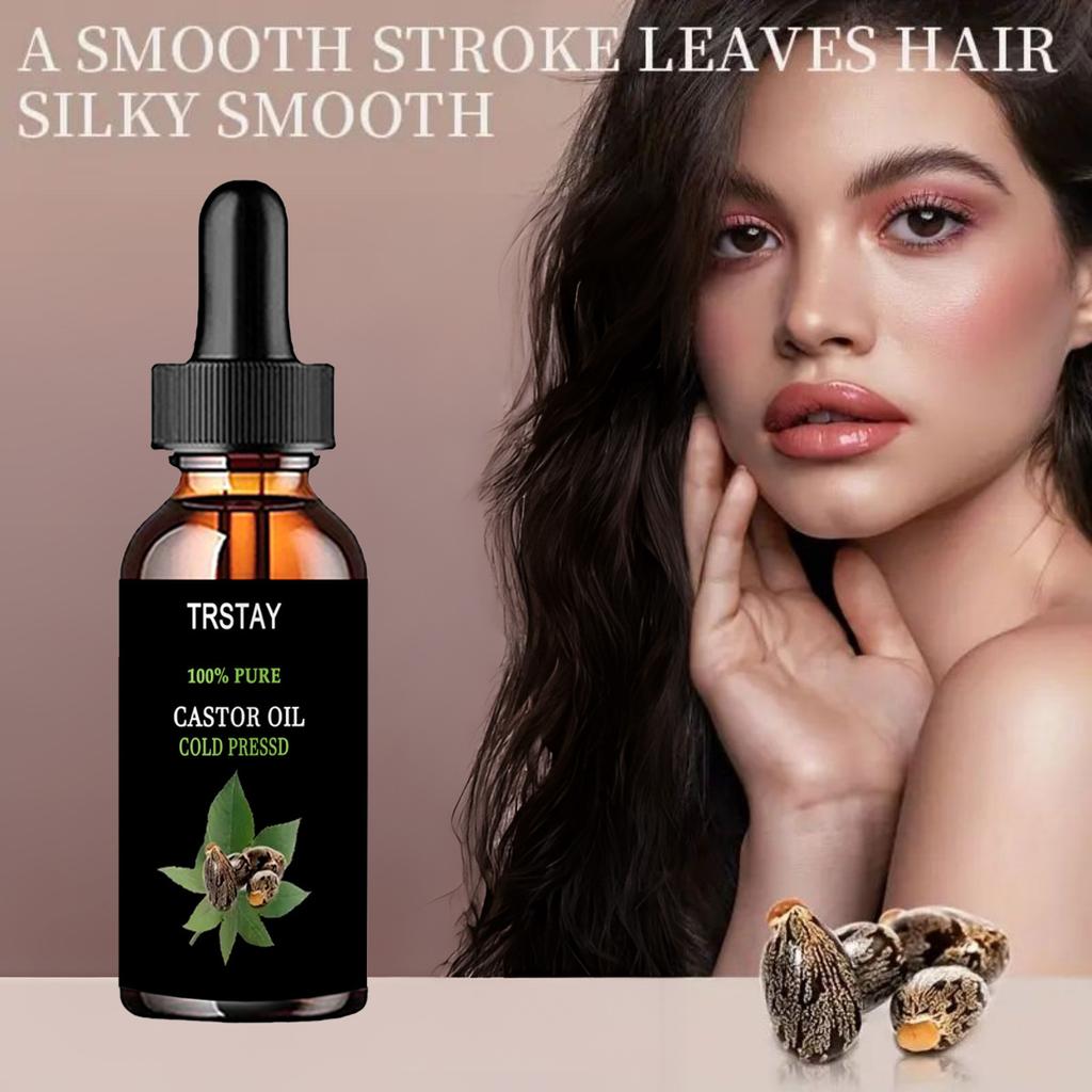 Natürliches Rizinusöl stärkt das Haar, stimuliert die Haarregeneration und lässt das Haar wachsen