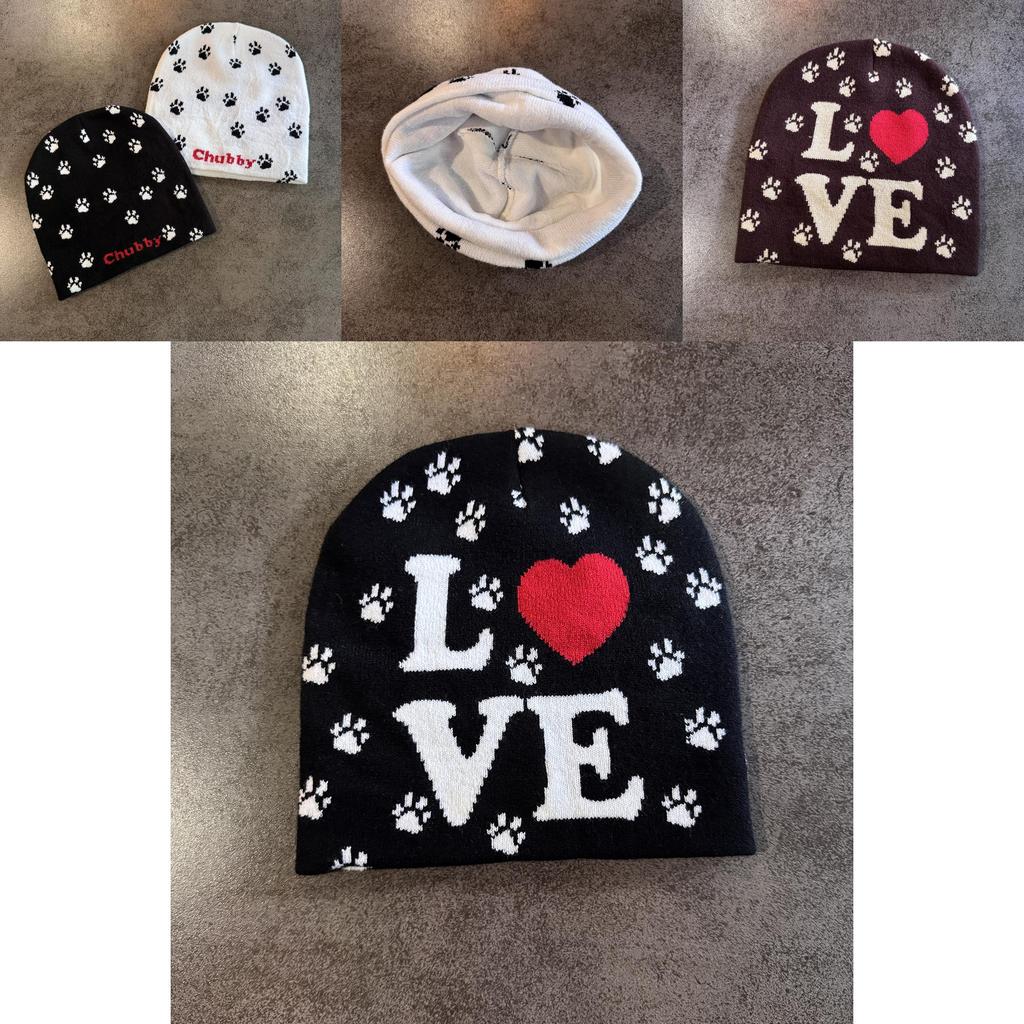 Love Letter Pattern Knitted Hat Cap With No Brim Style For Cold Seasons