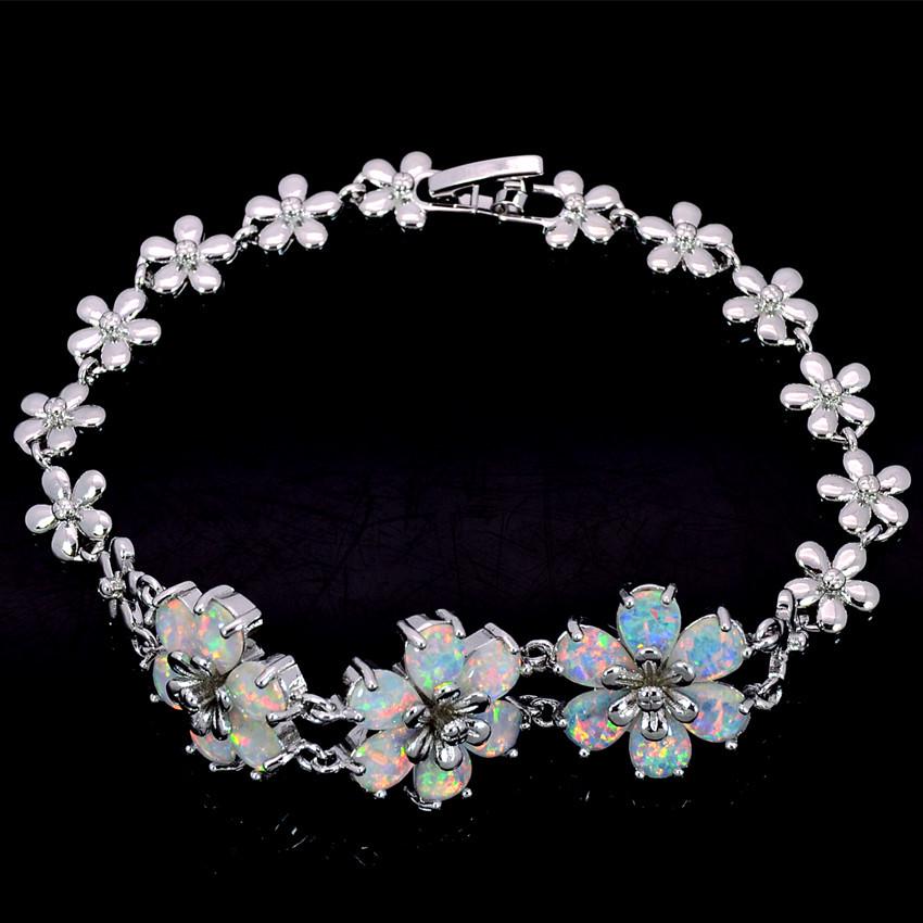 Hawaiian Floral Opal Bracelet: Fashionable Gemstone Jewelry