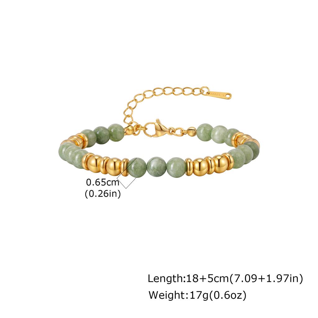 Trendy Colorful Natural Stone Necklace for Women, Stainless Steel Beads Chain Charm Necklace, Waterproof Bohemia Jewelry Gift