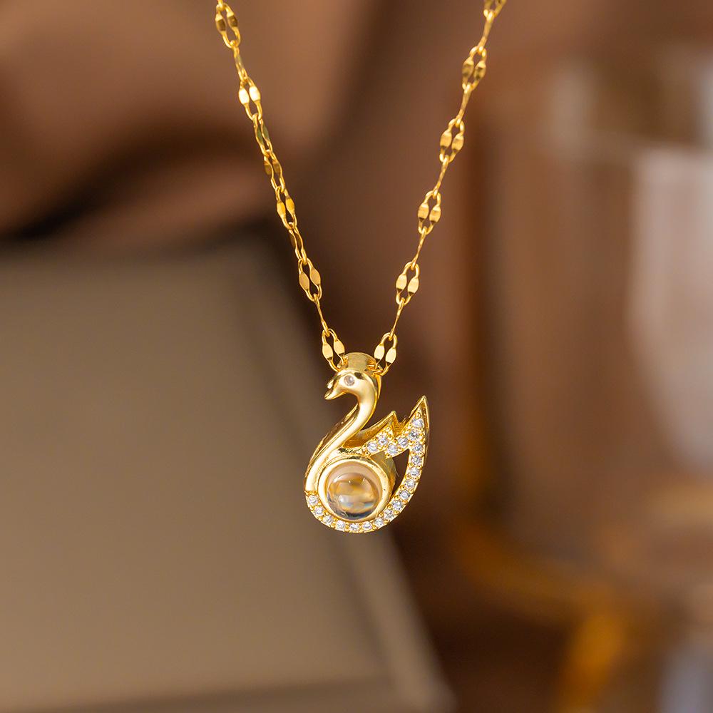 Moon Projection Titanium Necklace - 'I Love You' in 100 Languages
