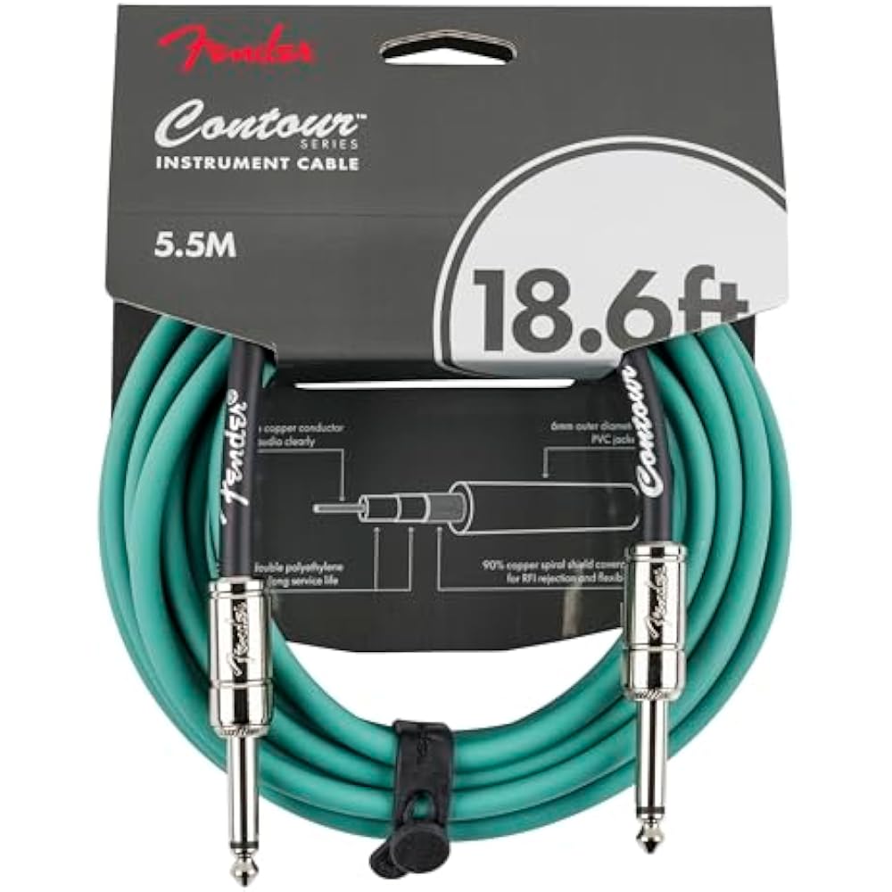 Fender Contour 18.6 ft (approx. 6 m) Cable, Sherwood Green, Guitar Cable