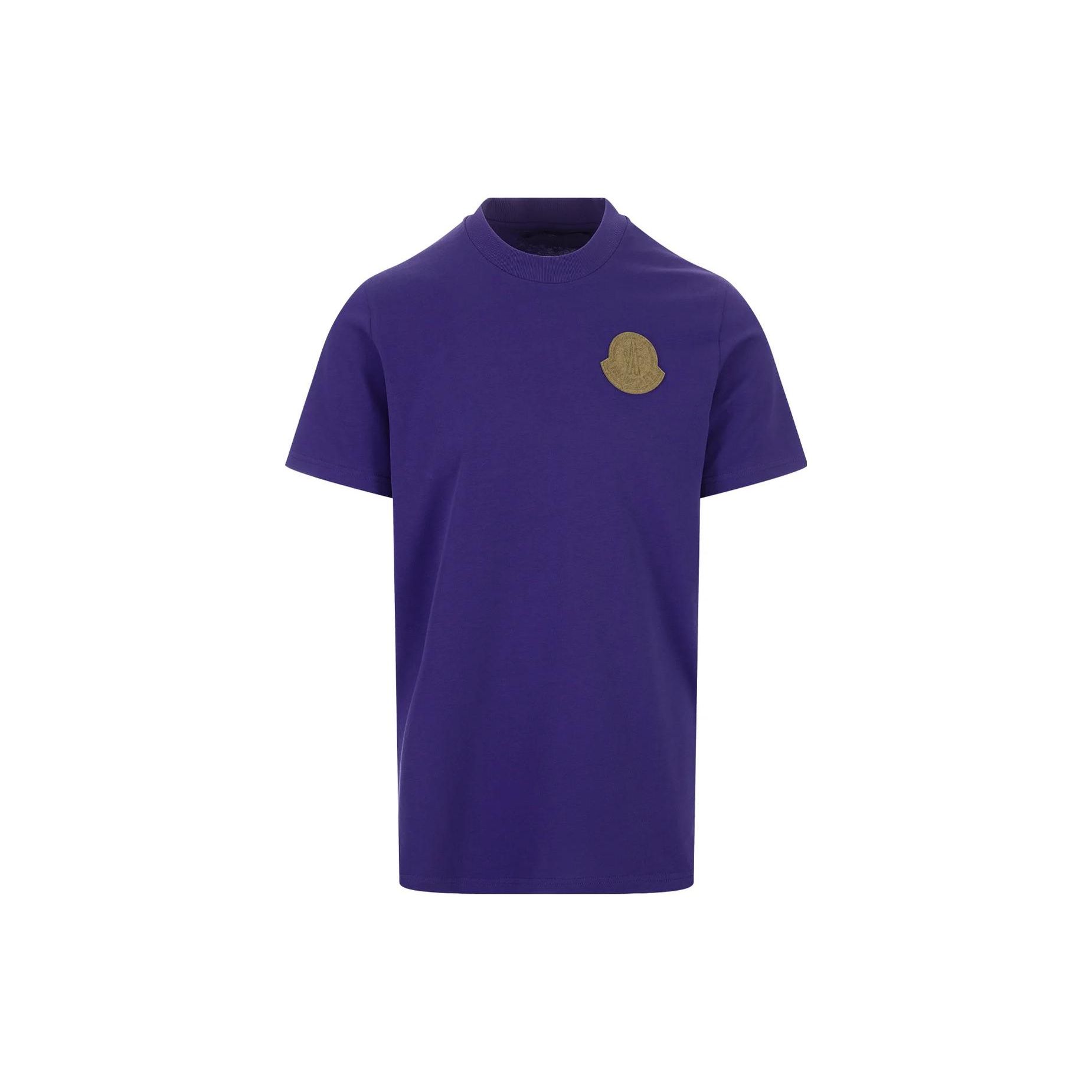 Moncler Logo Print Ronde Hals Korte Mouw T-shirt Heren Tops Paars I20918C000698392763V S