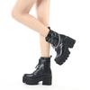 Fashion High Quality Short Ankle Leather Boots for Women Zipper 8cm High Heel Platform New 2025 Autumn Winter 35 43 Fashion Shoe Black